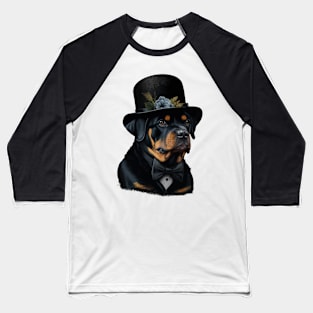 Rottweiler Funny Top Hat Baseball T-Shirt